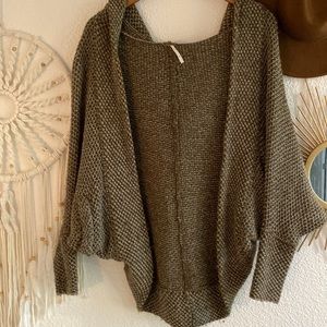 Free People Olive Cacoon Hooded Cardigan-XS